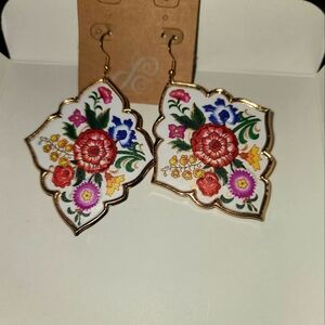 Floral Enamel Earrings with Gold Accents new plunder earrings